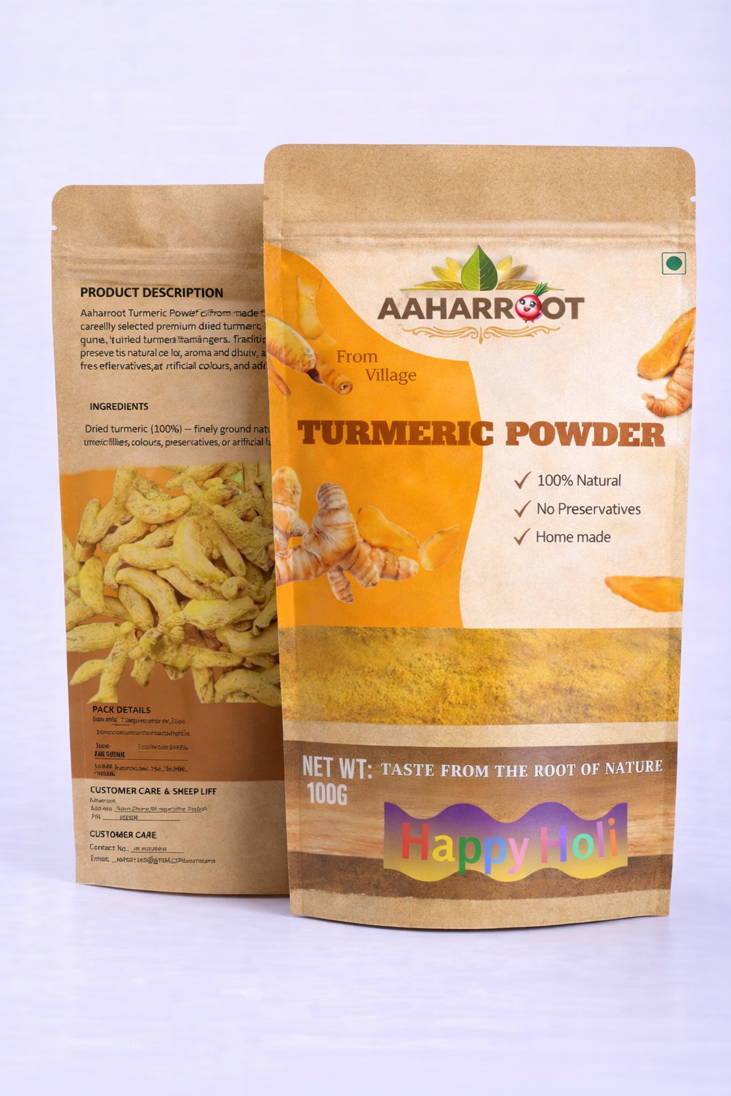Aaharroot Natural Turmeric Powder – 100% Pure Homemade Haldi (100g)
