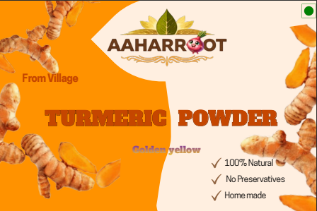 Aaharroot Natural Turmeric Powder – 100% Pure Homemade Haldi (100g)