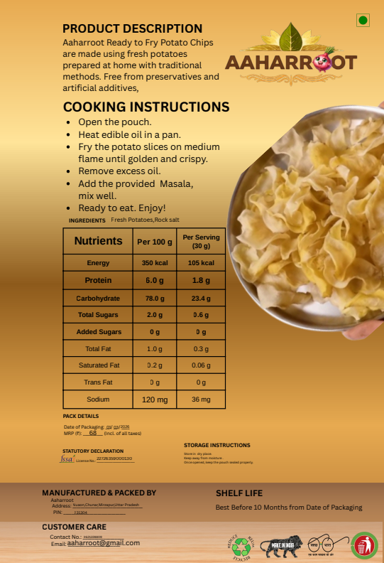 200g,100g Potato Chips Combo ( ready to fry)